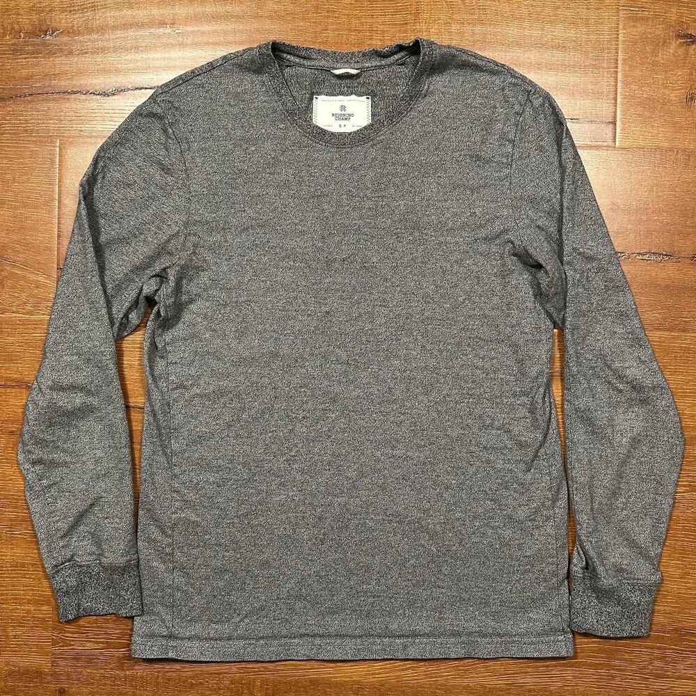 Reigning Champ Long Sleeve T Shirt Men S Gray Crew Neck Pima Cotton Layer Nature